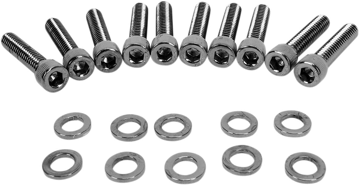 BLACK CHROME SOCKET-HEAD CAM COVER BOLT KIT KNURLED