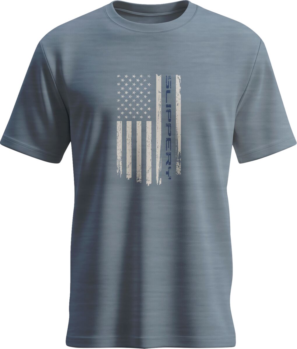TEE SLIPPERY FLAG FLINT BLUE HEATHER SM