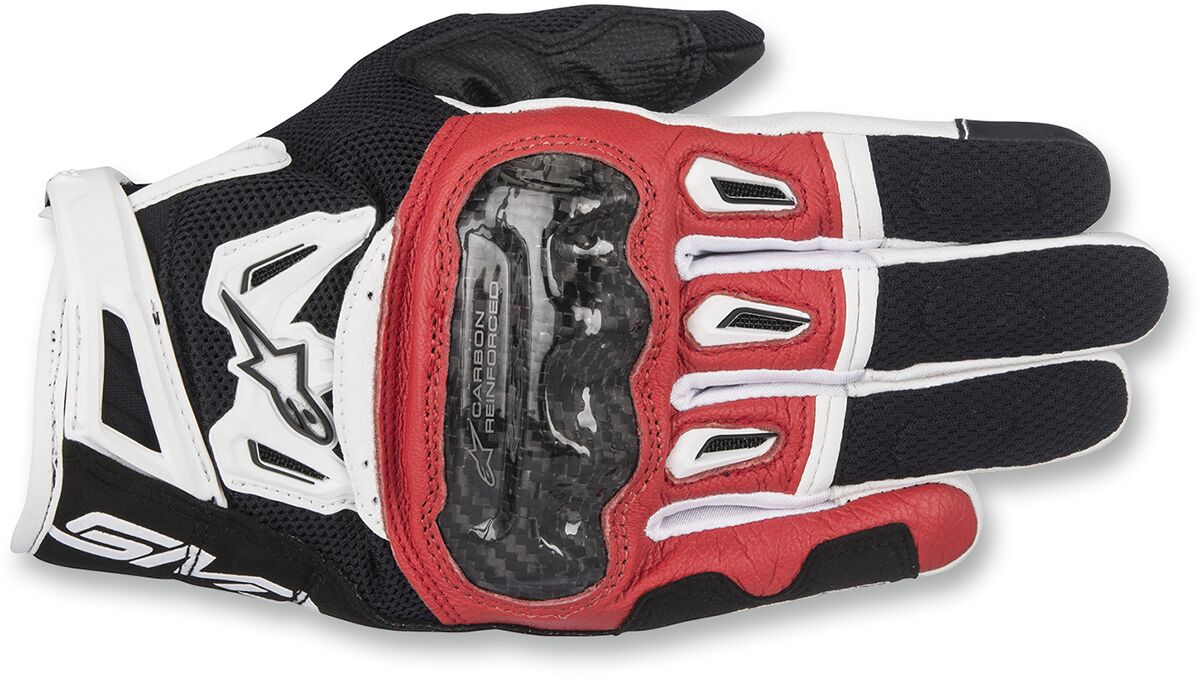 SMX-2 AIR CARBON V2 PERFORMANCE LEATHER GLOVES BLACK/RED/WHITE MEDIUM