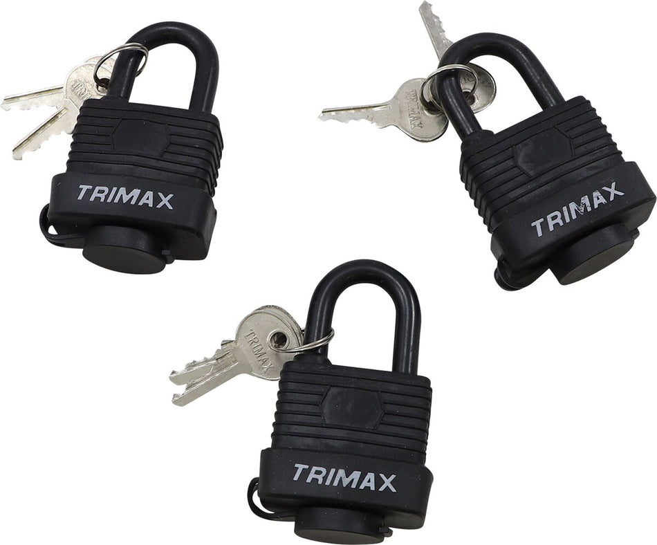 TRIMAX PADLOCK 3-PACK 1 1/8" x 5/16" BLACK