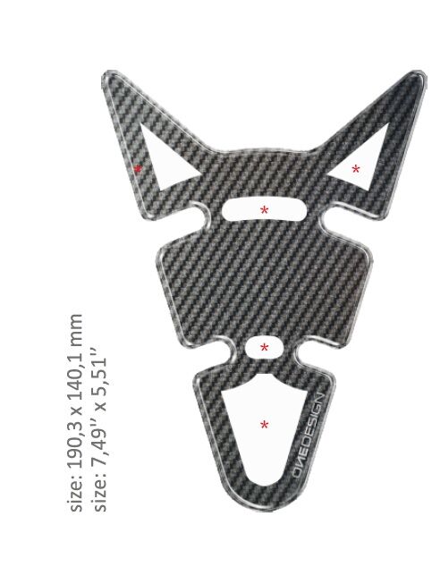 UNIVERSAL TANK PAD - GLOSS GRAY/TRANSPARENT - CARBON DESIGN - 19,03 CM X 14,01 CM | 7.49" X 5.51" -