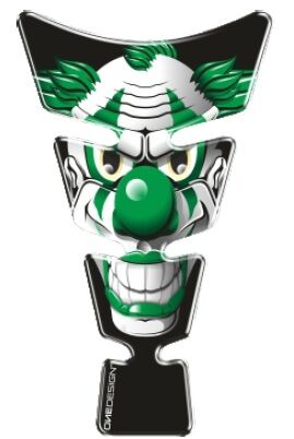 UNIVERSAL TANK PAD - GLOSS GREEN/WHITE/BLACK - GREEN CLOWN DESIGN - 21,3 CM X 12,8 CM | 8.38" X 5.04
