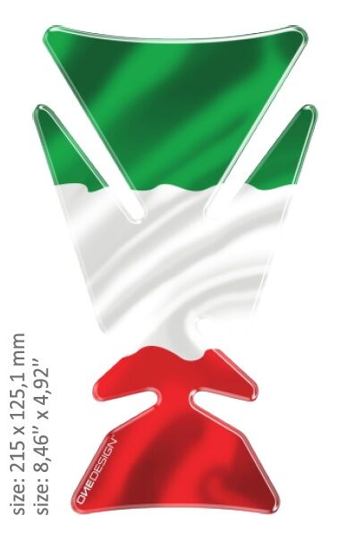 UNIVERSAL TANK PAD - GLOSS GREEN/WHITE/RED - ITALIAN FLAG DESIGN - 21,5 CM X 12,51 CM | 8.46" X 4.92
