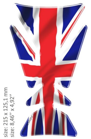 UNIVERSAL TANK PAD - GLOSS RED/BLUE/WHITE - UK FLAG DESIGN - 21,5 CM X 12,51 CM | 8.46" X 4.92" - RE