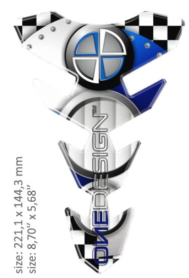 UNIVERSAL TANK PAD - GLOSS WHITE/BLUE/BLACK - BMW DESIGN - 22,11 CM X 14,43 CM | 8.70" X 5.68" - RES