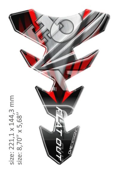 UNIVERSAL TANK PAD - GLOSS BLACK/WHITE/RED - HONDA DESIGN - 22,11 CM X 14,43 CM | 8.70" X 5.68" - RE