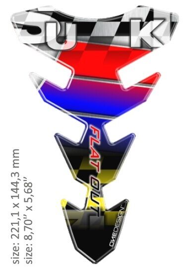 UNIVERSAL TANK PAD - GLOSS RED/BLUE/BLACK/YELLOW/WHITE - SUZUKI DESIGN - 22,11 CM X 14,43 CM | 8.70"