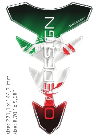 UNIVERSAL TANK PAD - GLOSS GREEN/WHITE/RED - ITALIAN FLAG DESIGN - 22,11 CM X 14,43 CM | 8.70" X 5.6