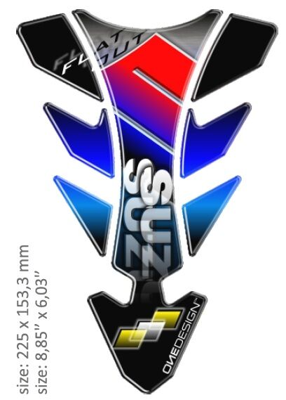 UNIVERSAL TANK PAD - GLOSS RED/BLUE/BLACK/YELLOW/WHITE - SUZUKI DESIGN - 22,5 CM X 15,33 CM | 8.85"