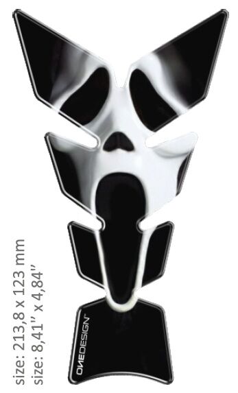 UNIVERSAL TANK PAD - GLOSS BLACK/WHITE - SCREAM FACE DESIGN - 21,38 CM X 12,3 CM | 8.41" X 4.84" - R