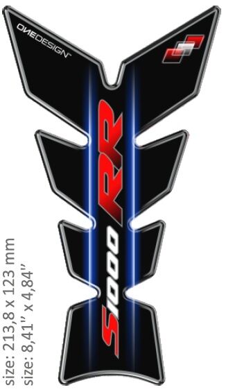 UNIVERSAL TANK PAD - GLOSS BLACK/WHITE/RED/BLUE - BMW S1000RR DESIGN - 21,38 CM X 12,3 CM | 8.41" X