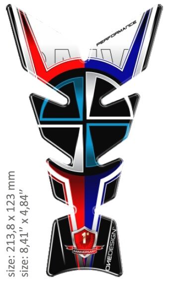 UNIVERSAL TANK PAD - GLOSS BLACK/WHITE/BLUE/RED - BMW LOGO DESIGN - 21,38 CM X 12,3 CM | 8.41" X 4.8