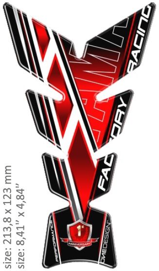 UNIVERSAL TANK PAD - GLOSS BLACK/RED/WHITE - YAMAHA DESIGN - 21,38 CM X 12,3 CM | 8.41" X 4.84" - RE