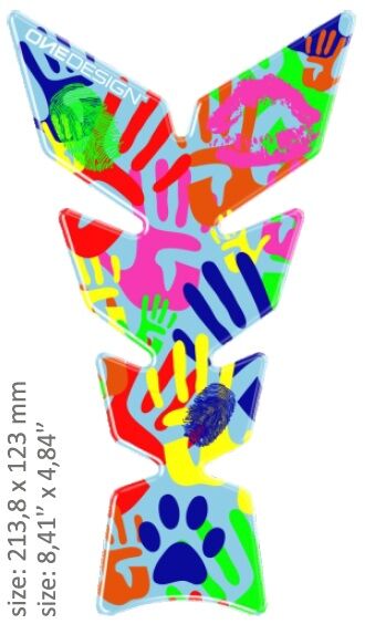 UNIVERSAL TANK PAD - GLOSS VARICOLORED - HANDS DESIGN - 21,38 CM X 12,3 CM | 8.41" X 4.84" - RESIN/P