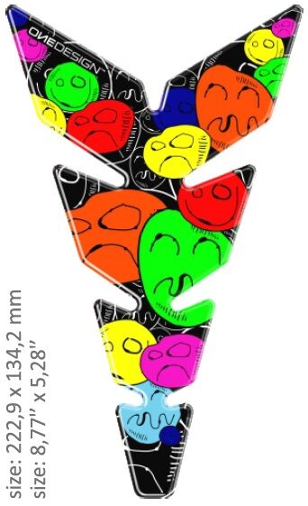 UNIVERSAL TANK PAD - GLOSS VARICOLORED - COLORED FACES DESIGN - 22,29 CM X 13,42 CM | 8.77" X 5.28"