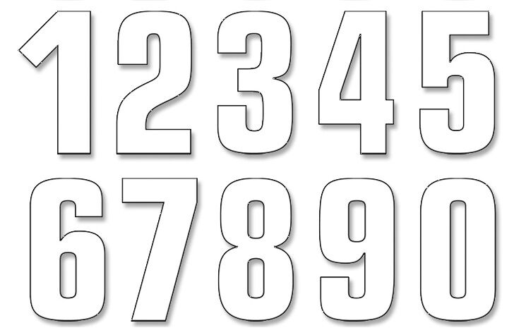 TWO SERIES NUMBER #0-9 SET ADHESIVE WHITE