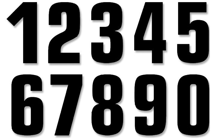 TWO SERIES NUMBER #0-9 SET ADHESIVE BLACK