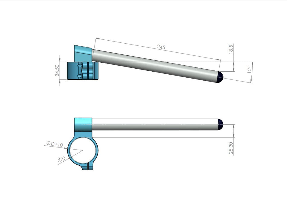 Raised clip-ons Ø 50.8 mm, R type