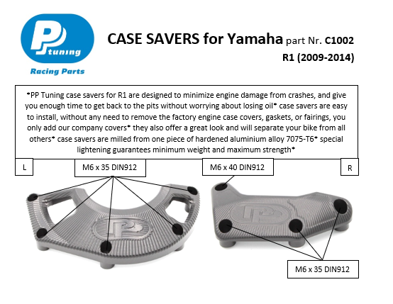ALUMINIUM ALLOY Case Savers Yamaha R1 (2009 - 2014)