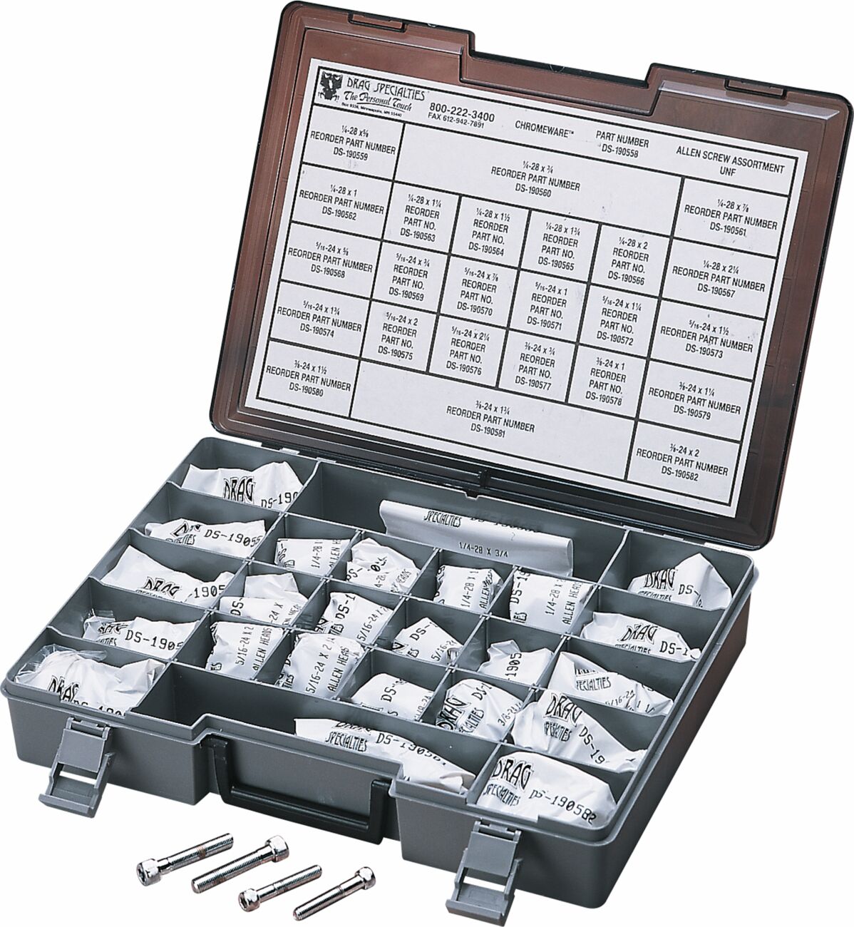 SOCKET-HEAD BOLT ASSORTMENT UNF KNURLED CHROME