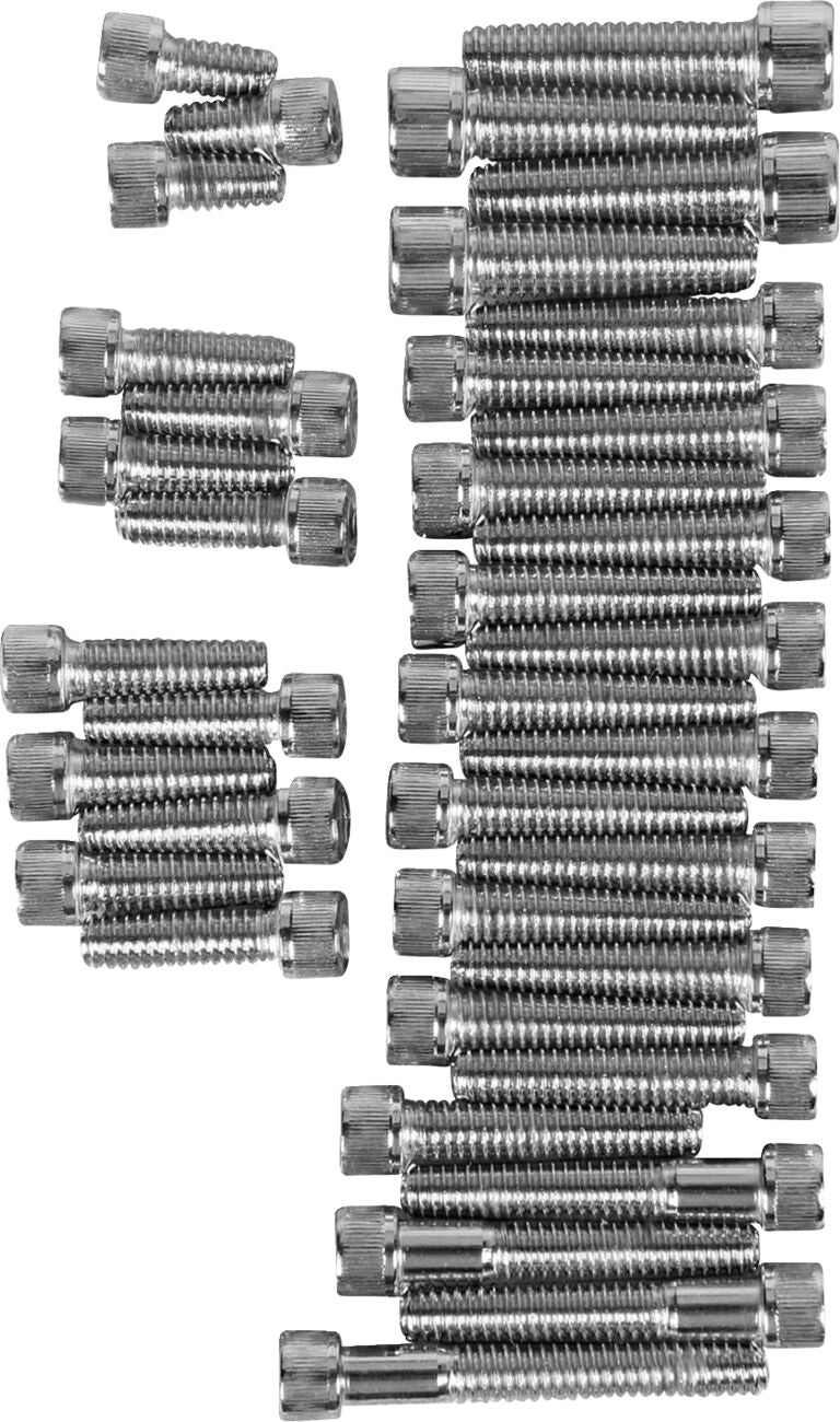 CHROME SOCKET-HEAD PRIMARY/CAM COVER BOLT KIT KNURLED