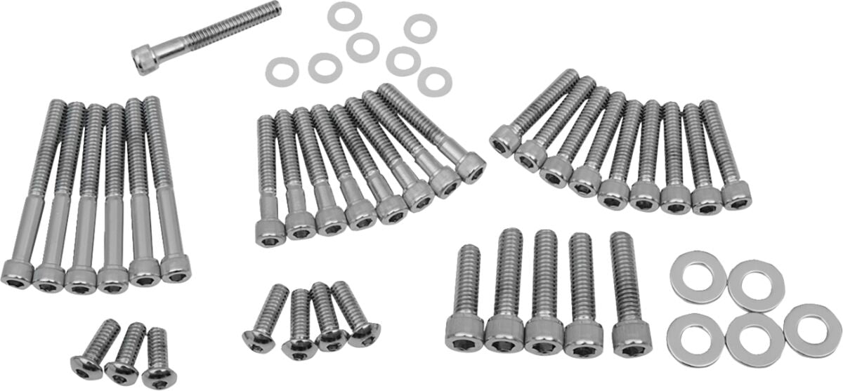 CHROME SOCKET-HEAD PRIMARY/CAM COVER BOLT KIT KNURLED