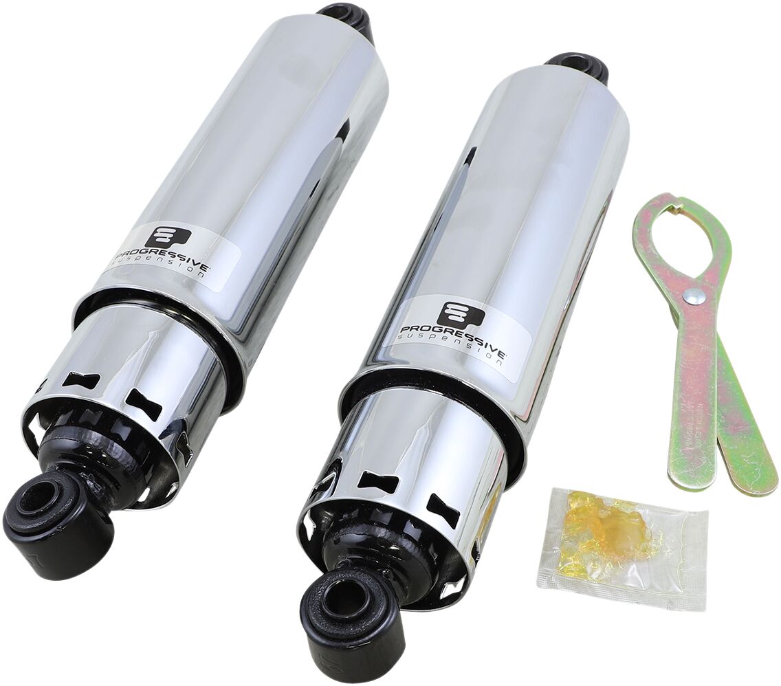 PROGRESSIVE SUSPENSION 412 SERIES AMERICAN-TUNED GAS SHOCKS W/COVER CHROME 12"