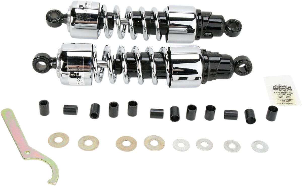 PROGRESSIVE SUSPENSION 412 SERIES DUAL SHOCK ASSEMBLY CHROME 13"
