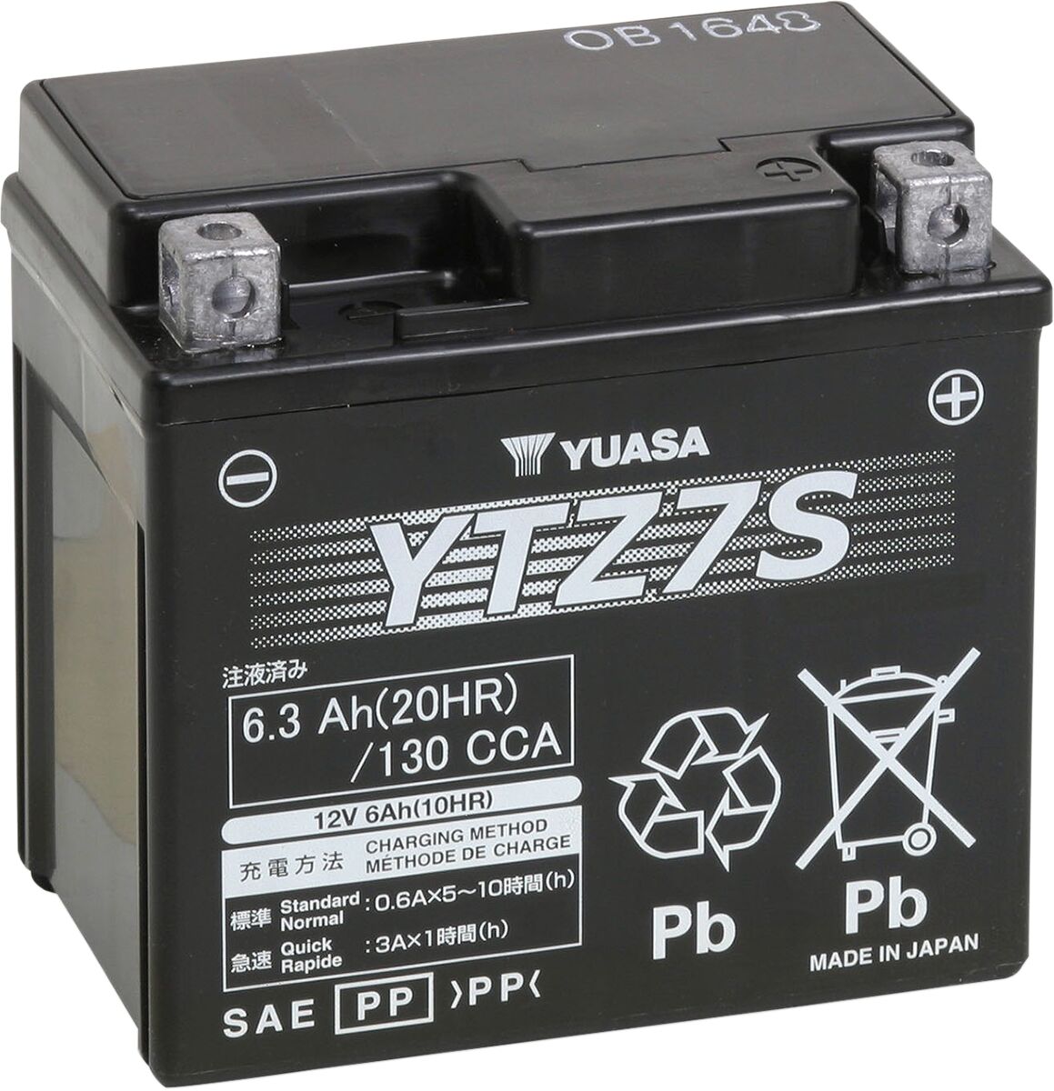 BATTERY YTZ® 12V 111,76 MM X 70 MM X 104,14 MM LEAD ACID MAINTENANCE FREE REPLACEMENT BLACK