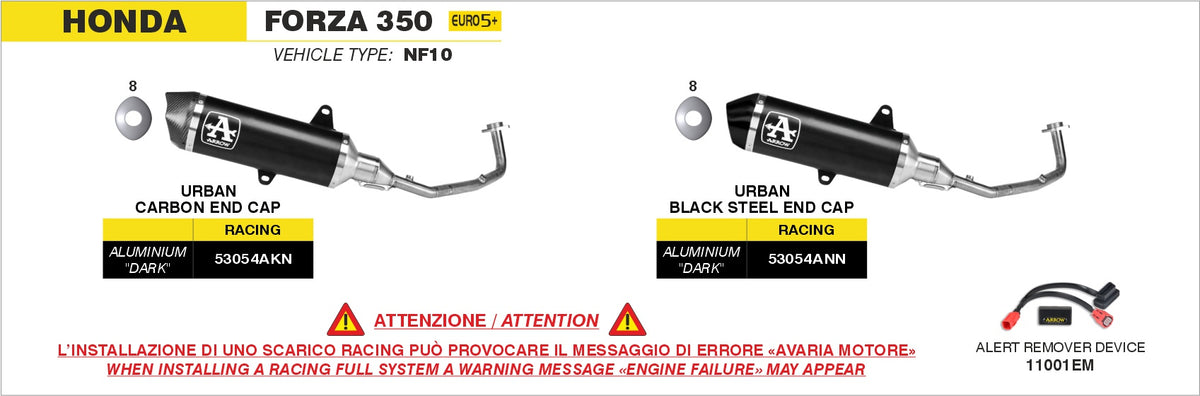 Racing full system with Urban aluminium Dark" udstødningsdæmper with "black"steel end cap"