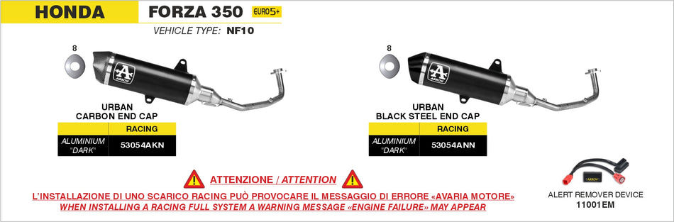 Racing full system with Urban aluminium Dark" udstødningsdæmper with "black"steel end cap"