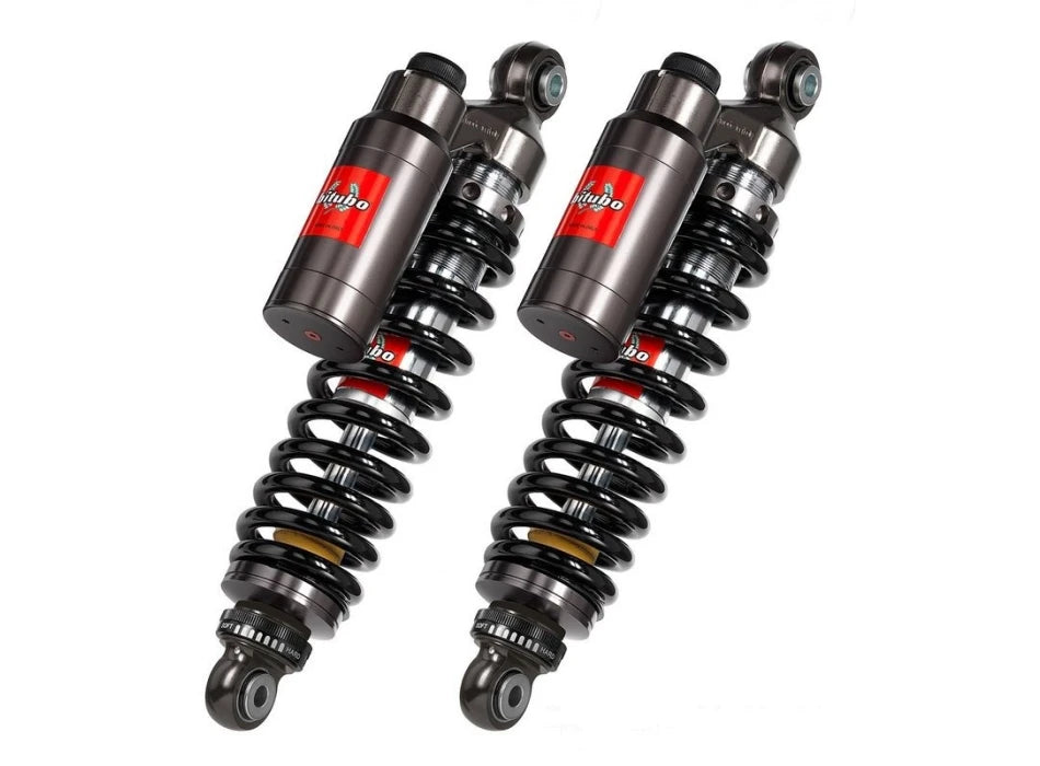 Twinshocks, justerbare: fjederforspænding, returdæmpning, kompression, længde 355 mm, piggyback-beholder, DARK EDITION