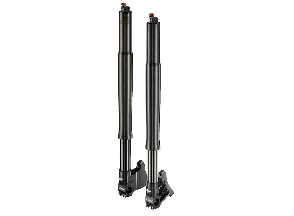 Moto3-gaffel, L 640 mm vandring 115 mm kaliber 60, bremse-offset 72,5 mm offset 11 mm Øi højre 28 mm Øi venstre 22 mm