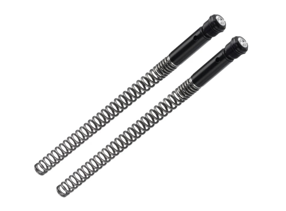 Fjeder- og gaffeltop-sæt, justerbart: fjederforspænding, uden olie, sort ring, sænkning 10 mm, anbefalet olie (varenr. 997632) medfølger ikke